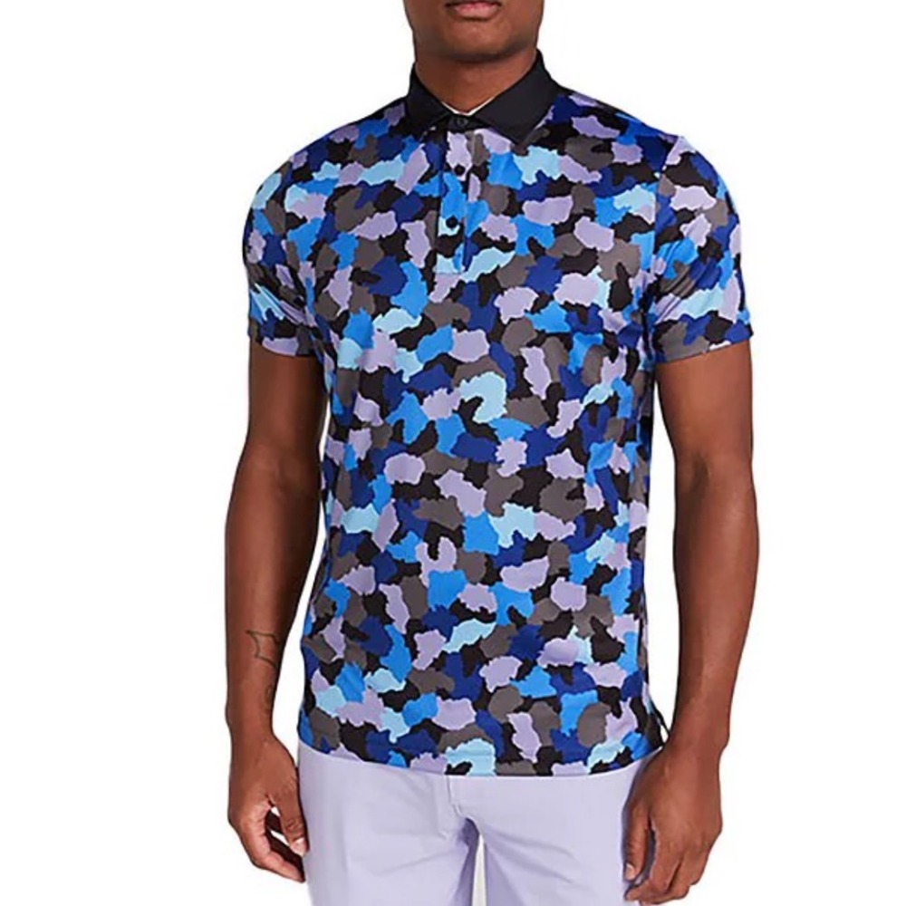 NEW Redvanly Dawson Camo Print Short‎ Slv Polo Golf Performance Tuxedo Men M